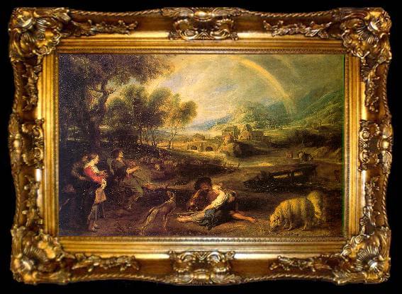 framed  Peter Paul Rubens Landscape with a Rainbow, ta009-2
